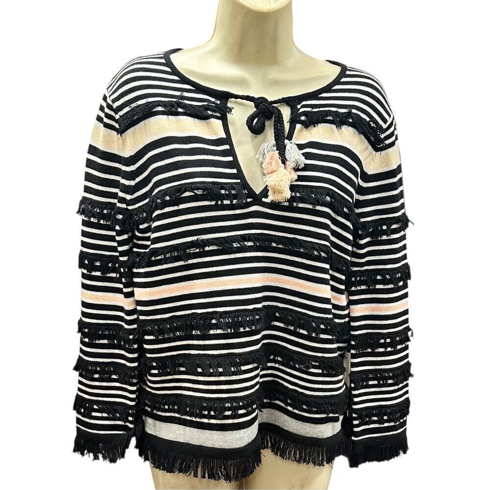 Lisa Todd Striped V Neck Sweater NWT Size Small
